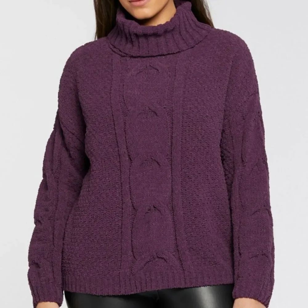 Seven7 Purple Chenille Long Sleeve Turtleneck Sweater Size L